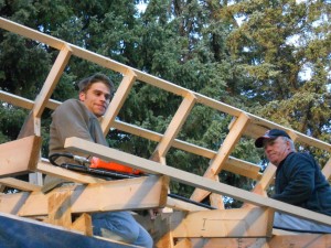My father in law, Darrell and I working on the roof of the studio.